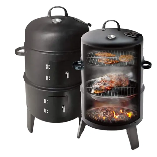 BBQ Smoker Outlet: 3-in-1 Outdoor Grill, Smoker, and Charcoal Barbecue with Thermometer