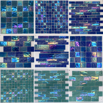 Blue Crystal Porcelain Mosaic Tiles for Bathroom, Kitchen, and Pool Backsplashes