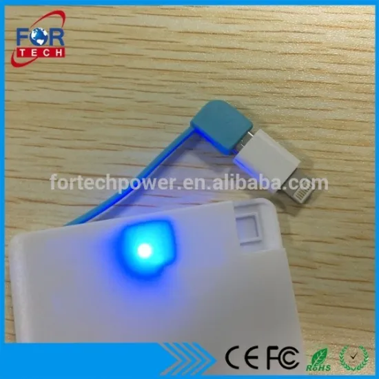 lED Flashlights Wedding Gifts Usb Portable Power Bank 2200mah Credit Card Size PowerBank with built-in cable for Gifts