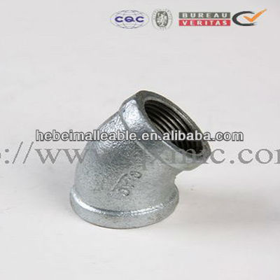 45 degree galvanized Malleable iron pipe fittings elbow