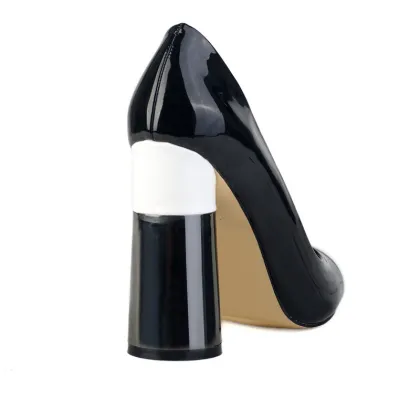 high black heel rubber sharp toe shoes
