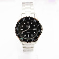 Waterproof stainless steel black face quartz watch