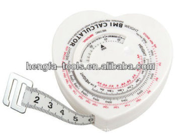 heart type Body Mass Index Calculator Tape Measure fiberglass measuring tape