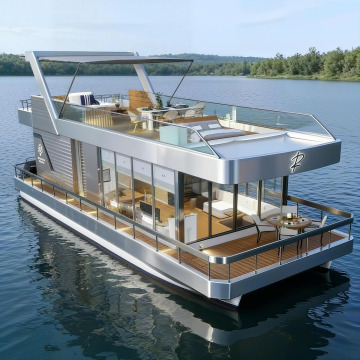 Modern Modular Aluminum Houseboat for Leisure and Sightseeing