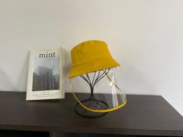 Yellow plastic bucket hat kids faceshield mask