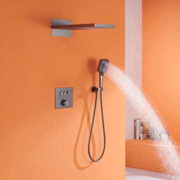 Brass Rainfall Concealed Bath Shower Faucet Mixer Set with Hidden Tap