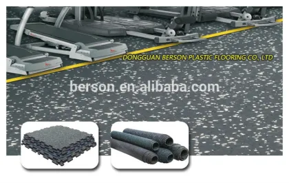 Noise reduction shock absorption easy install elastic gym rubber floor covering
