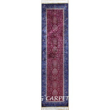 2.5'x9' Handmade Qum Persian Runner Rug Silk