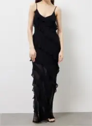 Crepe Ruffled Edge Camisole Skirt