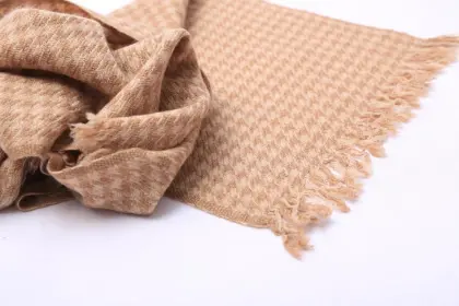 camel wool houndtooth scarf