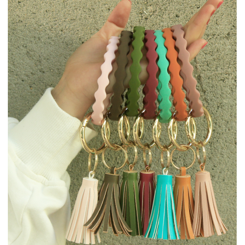 Groothandel Tassel Siliconen Keychain Bracelet Polslee Bangle