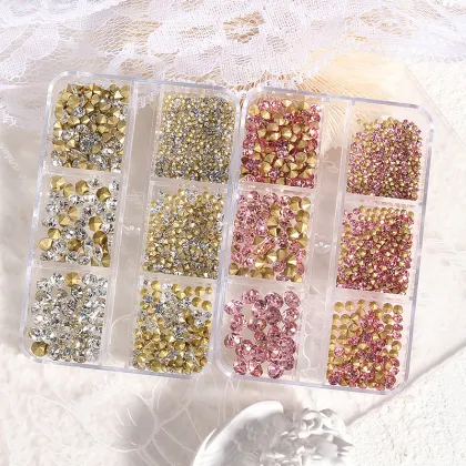 Hot Sale Nail Rhinestones Kit - 6 Sizes 3D Diamond Rhinestones for DIY Nail Art & Salon Beauty