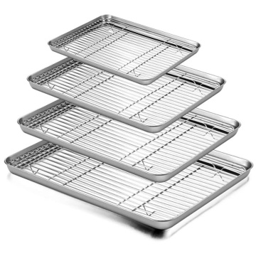 Baking Sheet with Rack: 304 Stainless Steel Cookie Sheet and Cooling Rack Set