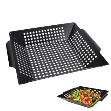 JHY 12\" Non-stick Carbon Steel BBQ Grill Basket: Popular Choice for Outdoor Cooking