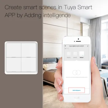 Tuya Zigbee 3.0 4 Gang Wireless Battery-Powered Smart Switch with SmartThings Control