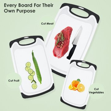 3 Pieces Plastic Kitchen Cutting Board Chopping Set