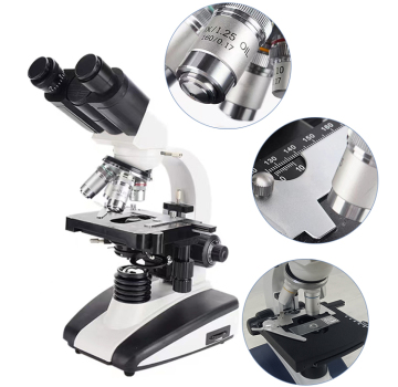 Digital Biological Binocular Microscope with LED Light for Lab and School