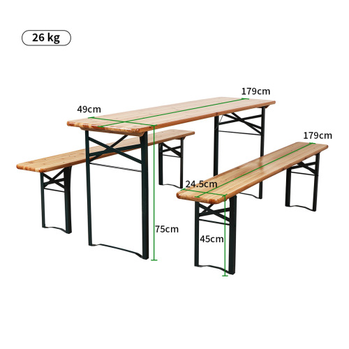 Natural Outdoor Beer Table and Bench Set