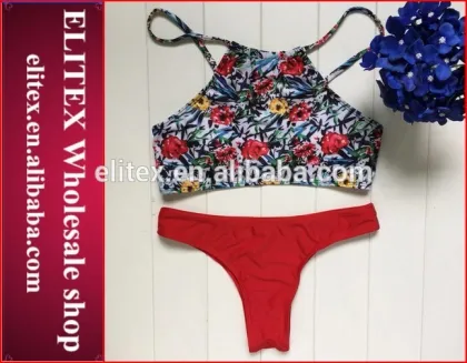 2017 online wholesale slim straps sexy print swimsuit women CK197