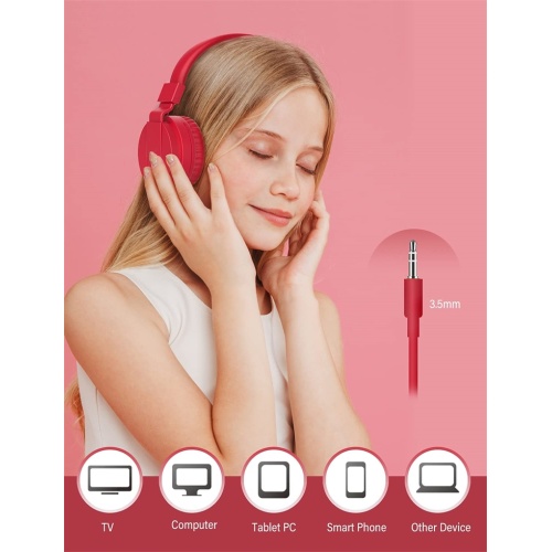 Gadis Kartun Kartun Berwayar Headphone Kanak -kanak Earphone