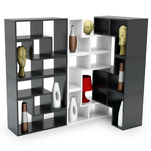 Modern Style Black and White Wooden Bookcase