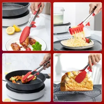 5-Pack Silicone Tongs Cooking 4PCS 13-Inch Cooking Kitchen Tongs