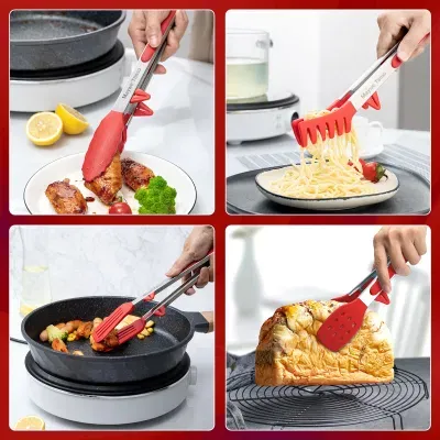 5-Pack Silicone Tongs Cooking 4PCS 13-Inch Cooking Kitchen Tongs