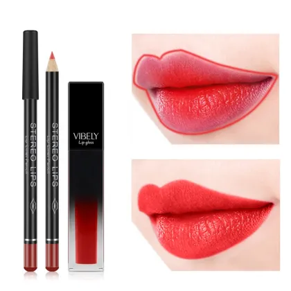 Hot Sale: 12 Color Matte Lip Liner & Gloss Set