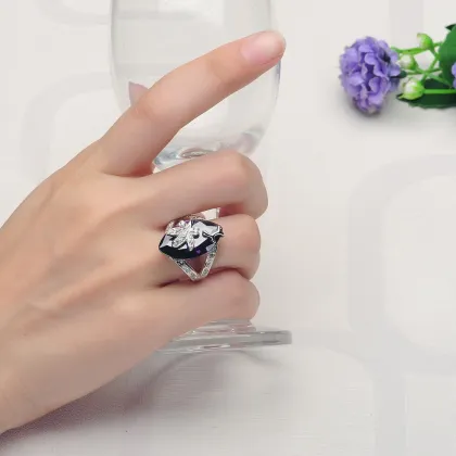 Fashion Silver Ring Jewelry 925 Sterling Silver Ring Purple CZ Silver Ring