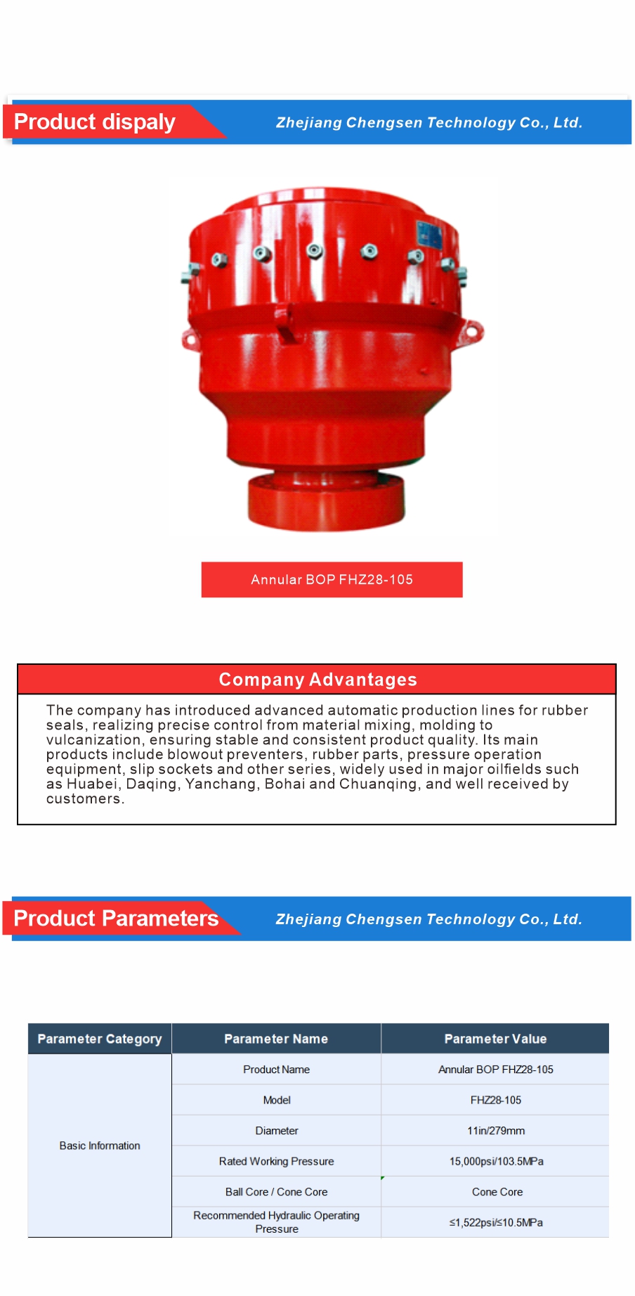Oilfield Drilling Blowout Preventer