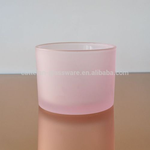 Frosted pink glass jar for candle