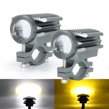 Dual Color LED Motorcycle Auxiliary Lights: Headlight, Driving, Laser Spot, and Fog Lamp