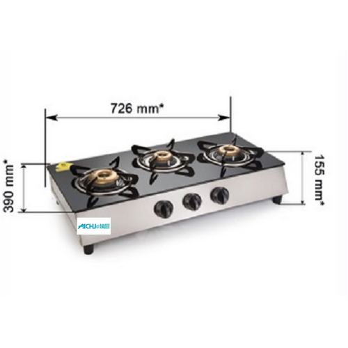 Placa de cocina de gas Glen 3 Burners SS Plus Glass