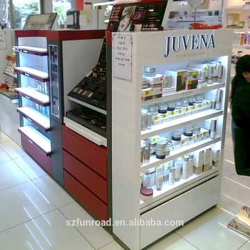 White Red cosmetics Display Unit for make store Furnishing