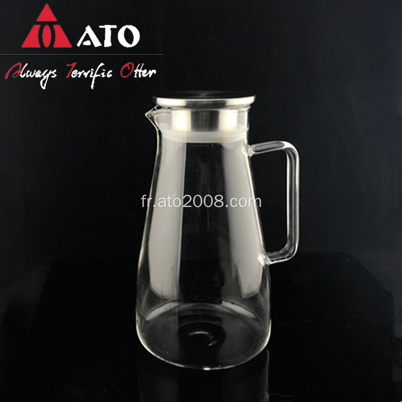 ATO Clear Borosilicate en verre Pichet avec acier inoxydable