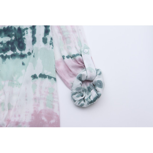 Ladies Mock Tie Dye Print Blouse