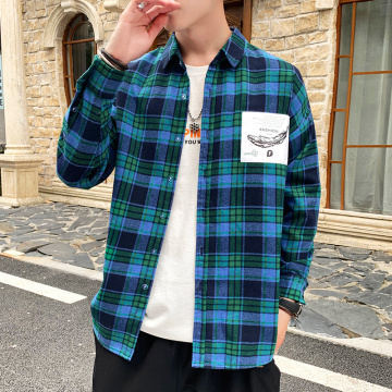 Men's casual plaid shirt