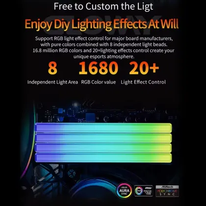 Gloway RAM 48GB DDR5 6800MHz DIMM CL34 RGB Desktop Memory Stick - White