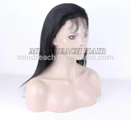 Natural color straight human hair silk top wig