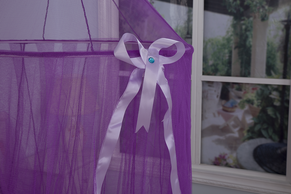 Purple Princess Mosquito Net Bed Canopy With Ribbon