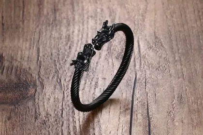 Titanium Steel Open Dragon Mens Wire Mesh bangle