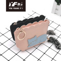 Estilo gato fofo PU make up porta moedas