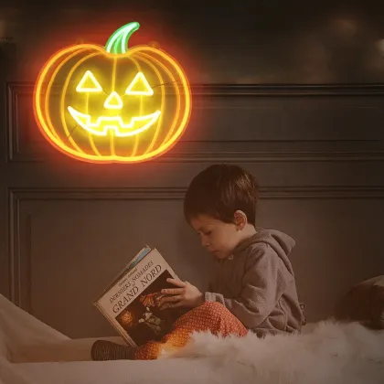 Halloween Decor LED Neon Sign Acrylic Pumpkin Lantern