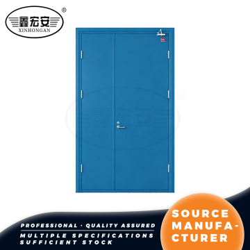Porta tagliafuoco in acciaio zincato a doppia anta blu intenso