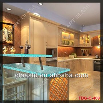 aqua fused glass countertop for bar