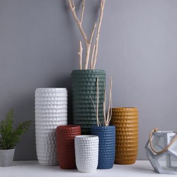 Customizable Hotel Decor: Colorful Tall Large Matt Ceramic Vase Set for Floor