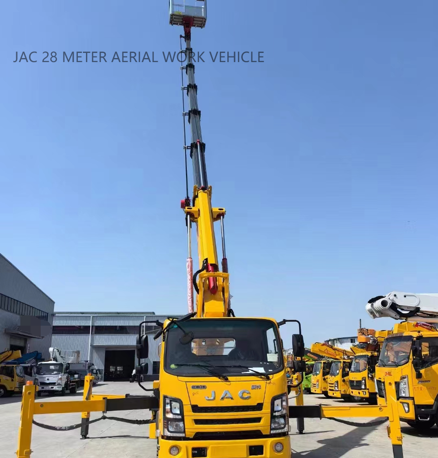 Telescopic arm 28 meter aerial work vehicle