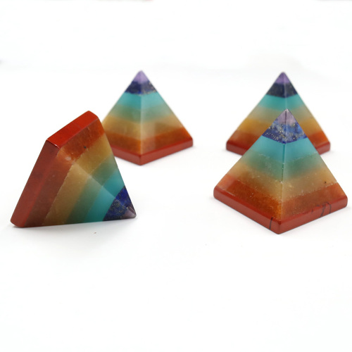 Natural crystal stone seven color chakras Pyramid