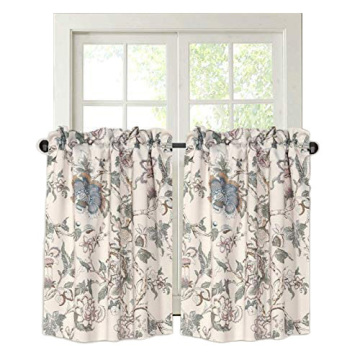 Vintage Floral Pattern Half Window Curtain Tiers