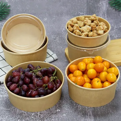 Takeaway paper salad bowl round kraft food container